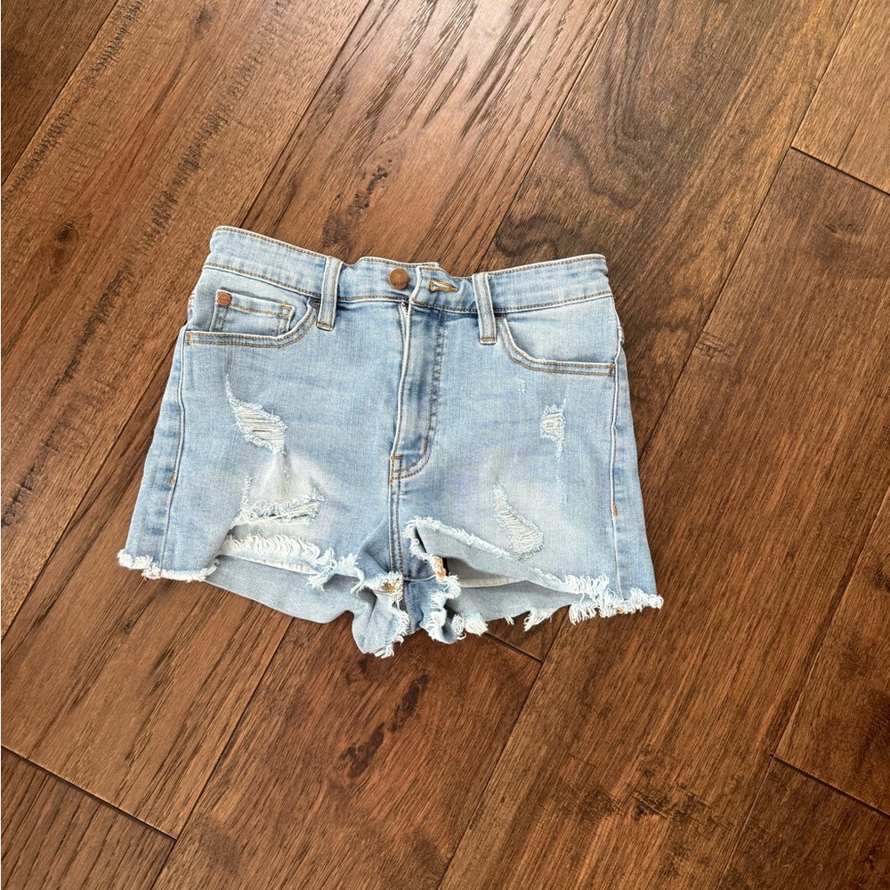 Trendy Light Blue Distressed Jean Shorts size small